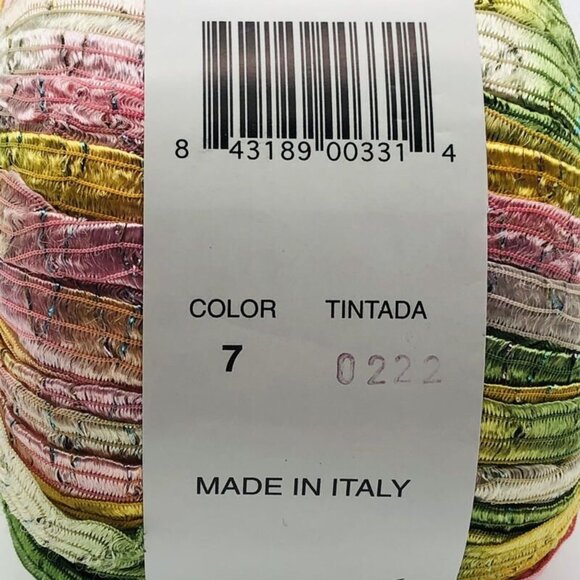 Kristha Metallic Ribbon Yarn Pink Green Yellow White Ombre Made in Italy New - Picture 3 of 4